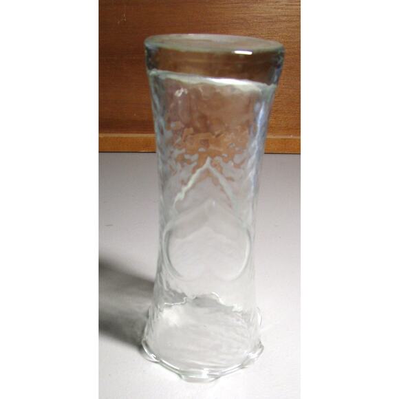 Clear Glass Vase with Embossed Heart & Wavy Rim Textured Romantic Decor 7 Inches - Picture 3 of 4